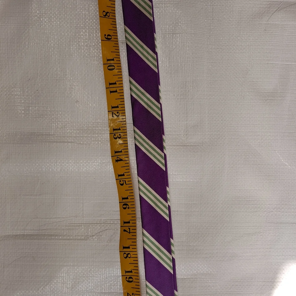 J. Crew Purple And Green Stripe Silk Tie Double D Ring Belt - Picture 6 of 10